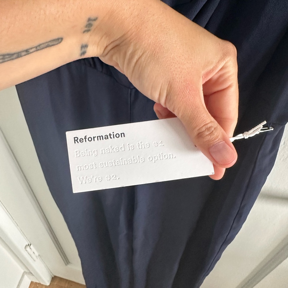 Reformation Deep Blue Ruffle Jumpsuit - Picture 12 of 14